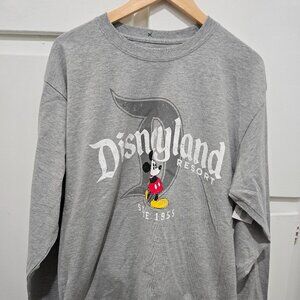 NEW Disneyland Resort Grey Mickey Mouse Disney Graphic Long Sleeve Tee Shirt
